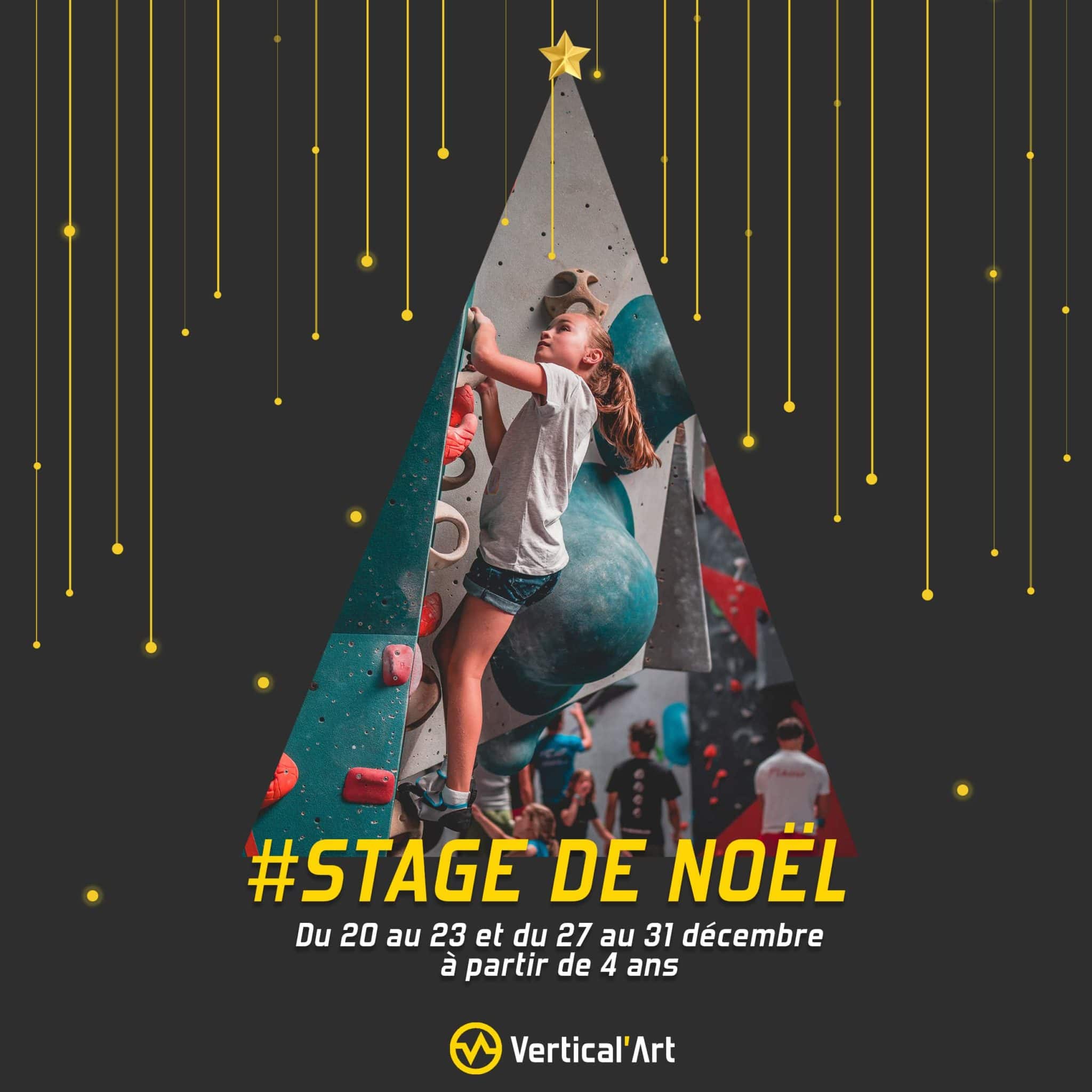 Stage d'escalade enfants Noël 2021 à Vertical'Art Paris Chevaleret, du 20 au 23/12 et du 27 au 31/12 à partir de 4 ans
