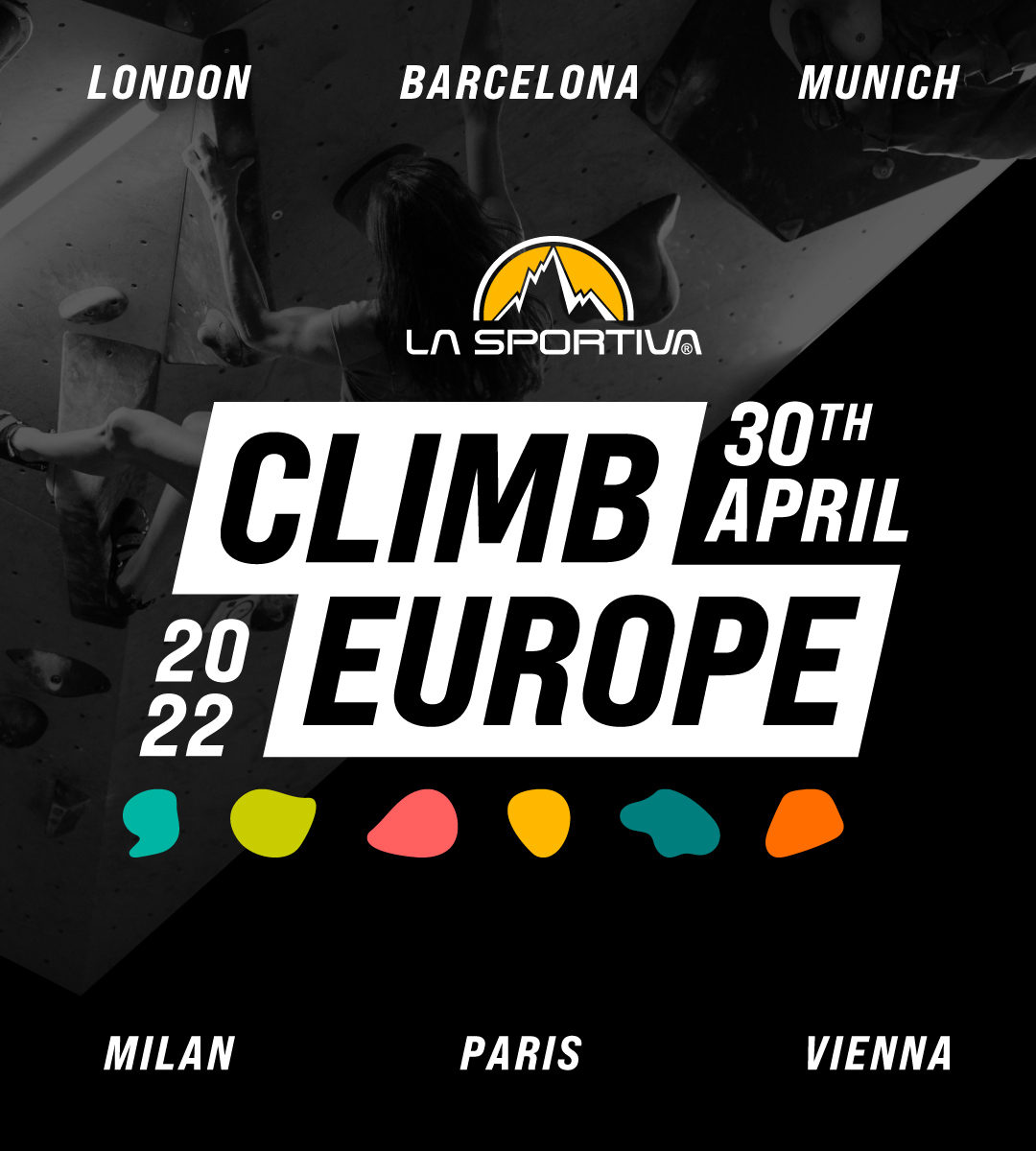 Climb Europe La Sportiva samedi 30 avril à Vertical'Art Paris Chevaleret, événement promotionnel de la marque italienne d'escalade