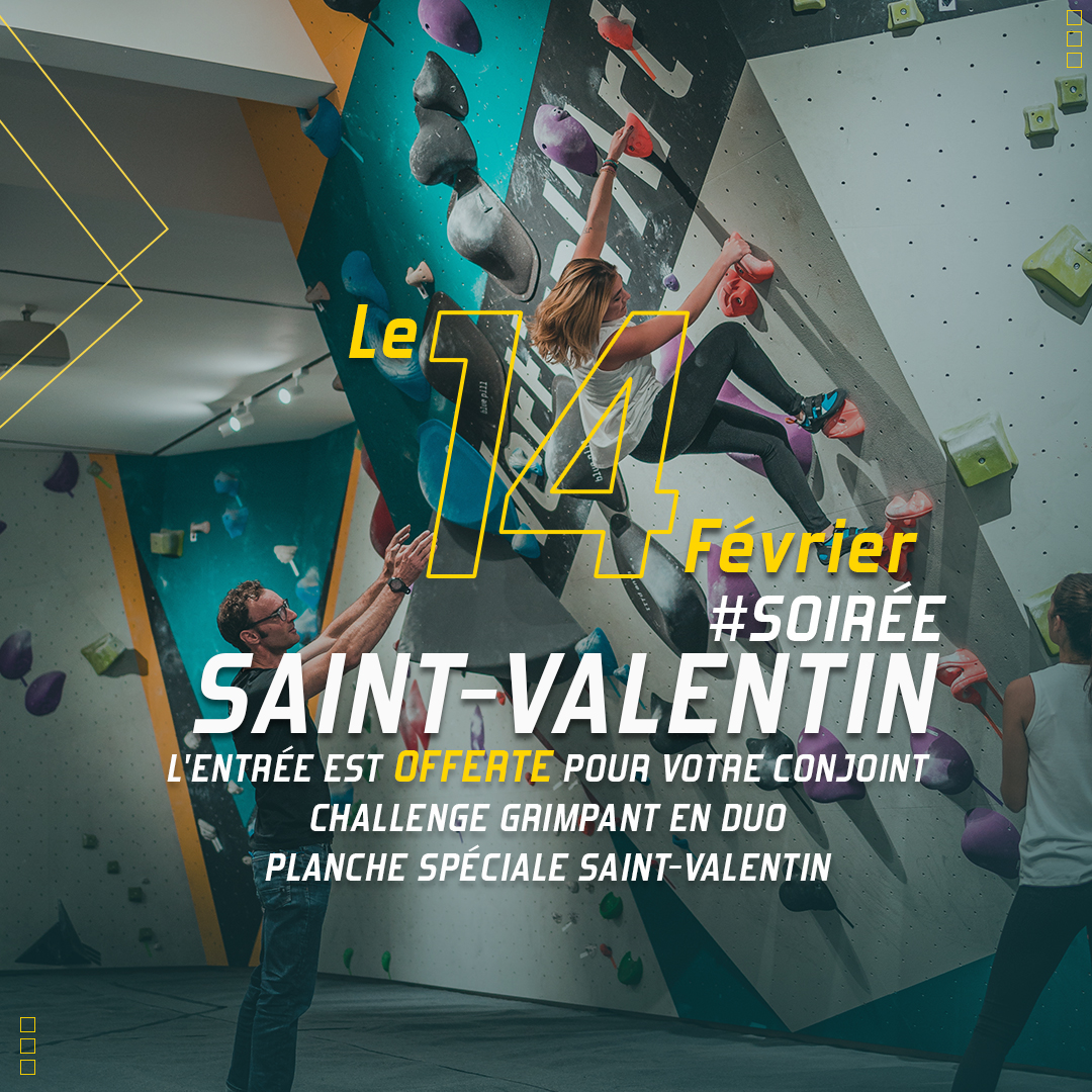 Soirée Saint-Valentin escalade et restaurant à Vertical'Art Paris Chevaleret mardi 14 février 2023
