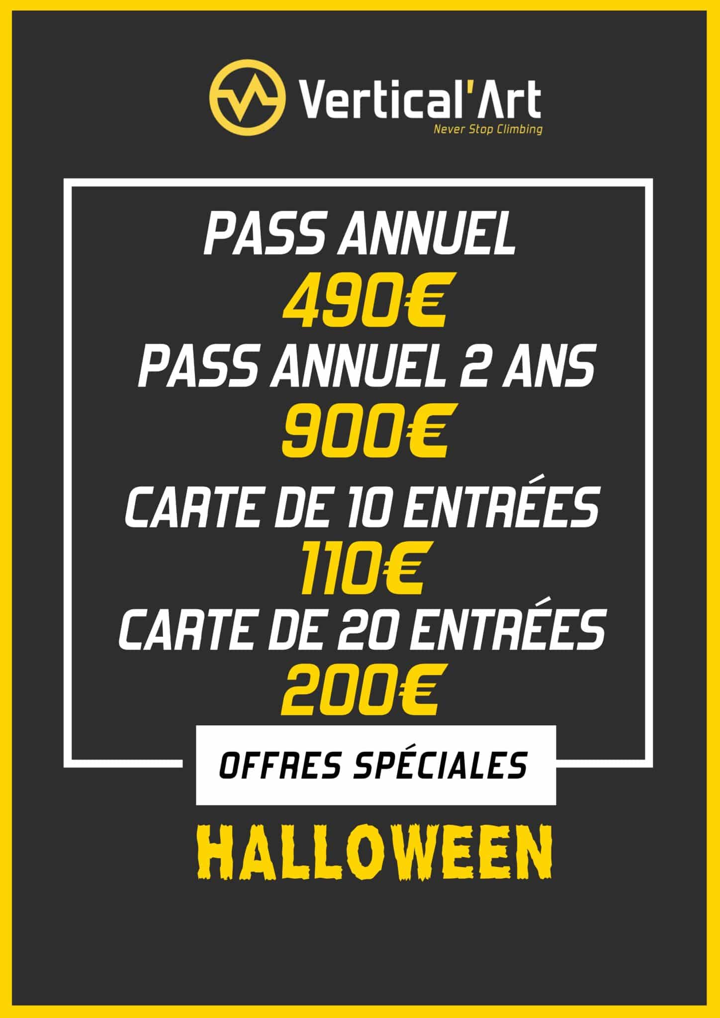 Offres Monstres Halloween à Vertical'Art Paris Chevaleret du 21 au 31 octobre